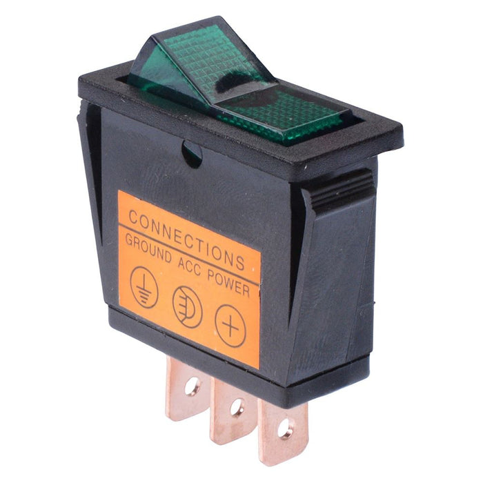 Green Rectangle On-Off Rocker Switch SPST 20A 12V