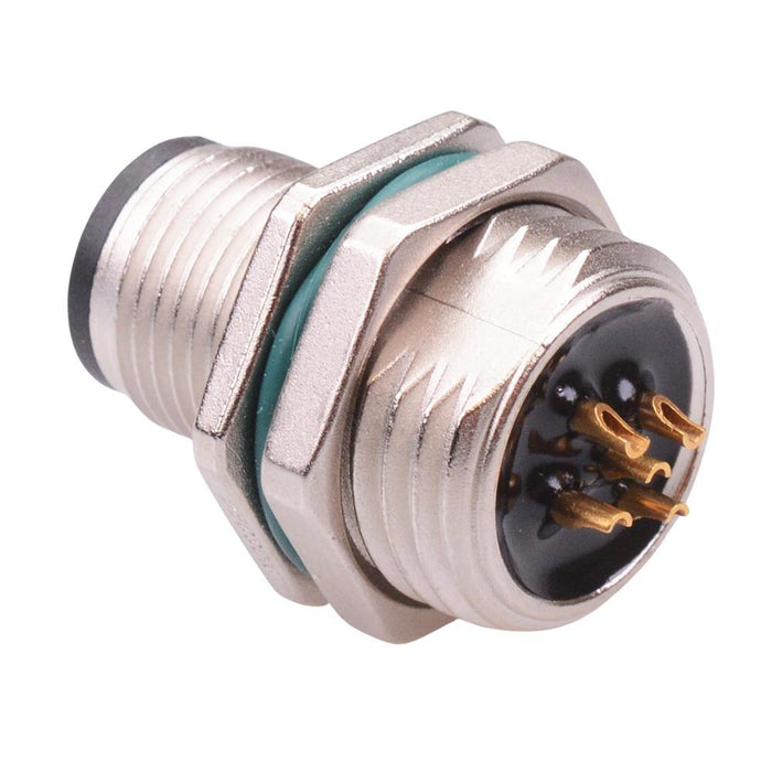 5 Way M12 Male Front Mounting Receptacle Circular Connector IP68 4A 250V