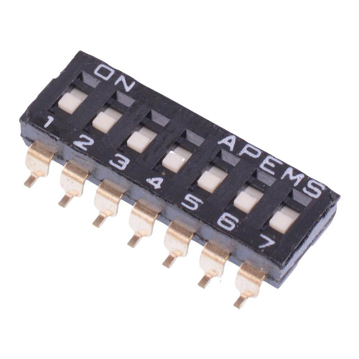 DMR07TV/TR APEM 7-Way Surface Mount 2.54mm DIP Switch SPST