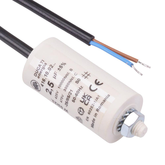 2.5uF Motor Run Prewired Capacitor Metallised Polypropylene 425V