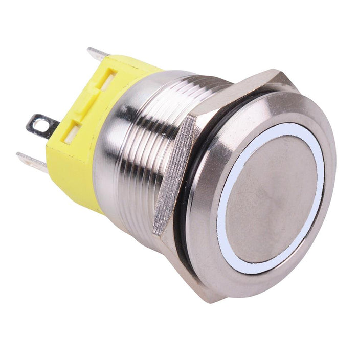 White LED On-(On) Momentary 22mm Vandal Resistant Push Button Switch SPDT