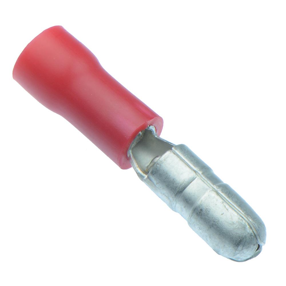 Red 4mm Male Bullet Crimp Connector (Pack of 100) — Switch Electronics ...