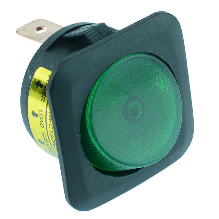 Green illuminated Circular Rocker Switch SPST 12V — Switch Electronics ...