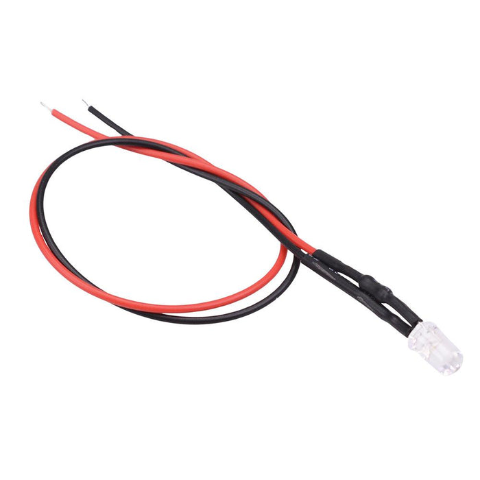 Red Flickering 5mm Prewired LED Clear Lens 20cm Cable 12V