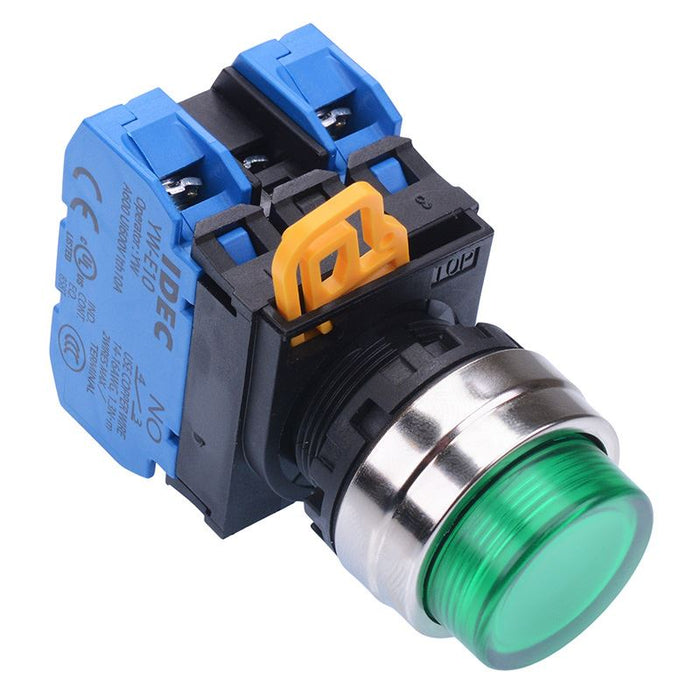 YW4L-M2E20Q4G Green 24V illuminated 22mm Metal Bezel Momentary Push Button Switch 2NO IP65 IDEC