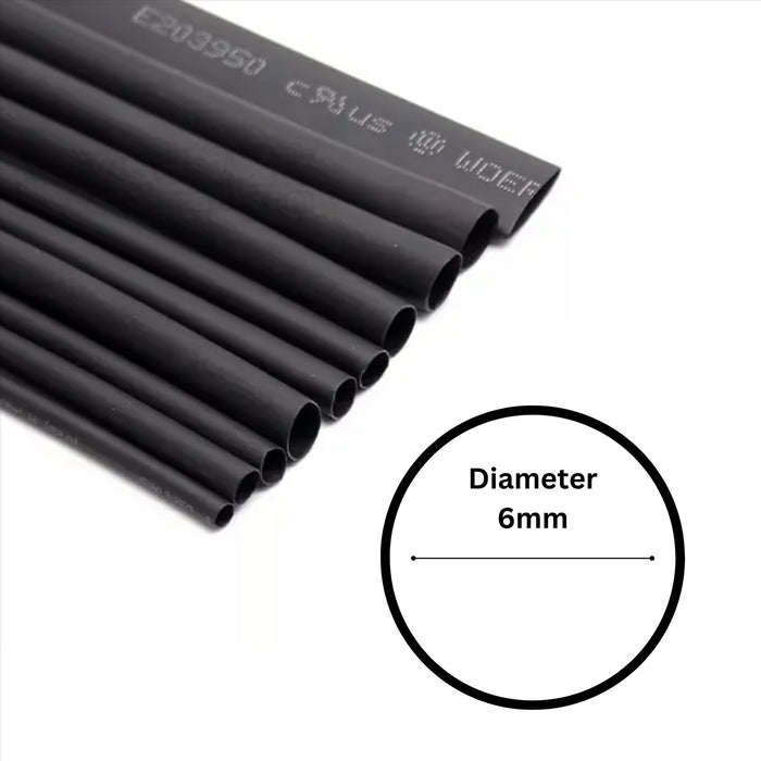 6mm x 1.2m Black Heat Shrink Sleeve