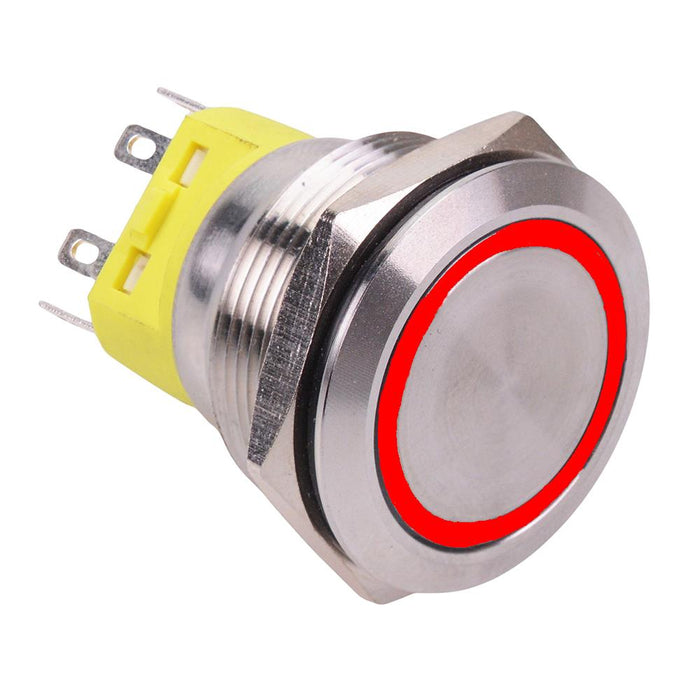 Red LED On-(On) Momentary 25mm Vandal Push Button Switch DPDT