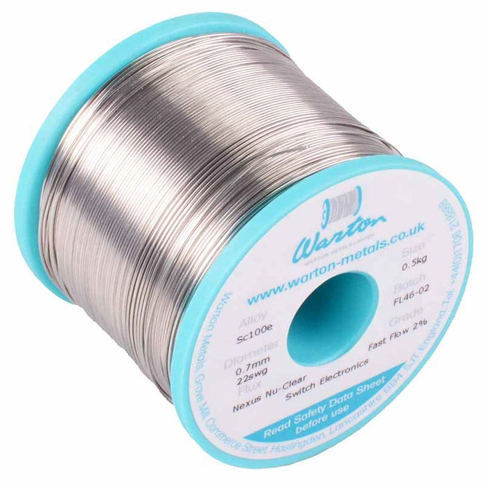 1.2mm Nexus Nu-Clear Sc100e Class 1 Fast Flow 2% Solder Wire 500g Warton Metals