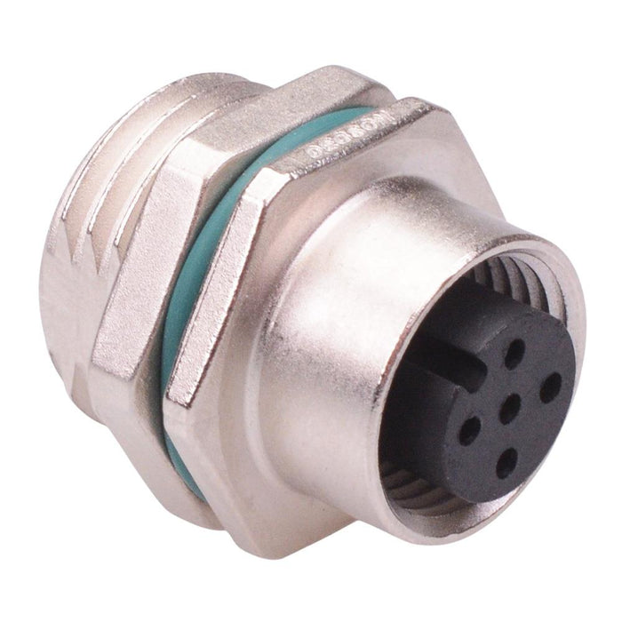 5 Way M12 Female Front Mounting Receptacle Circular Connector IP68 4A 250V