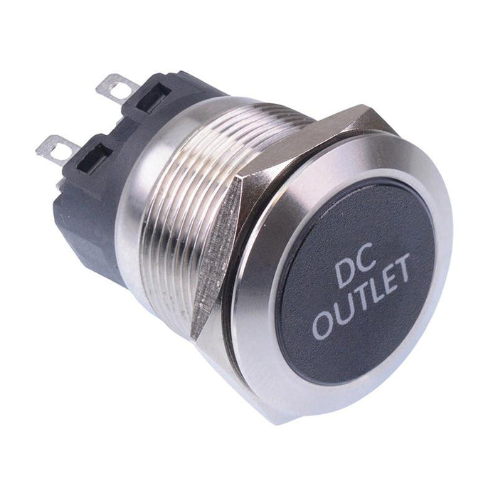 DC Outlet' White LED Momentary 22mm Vandal Push Button Switch SPDT 12V