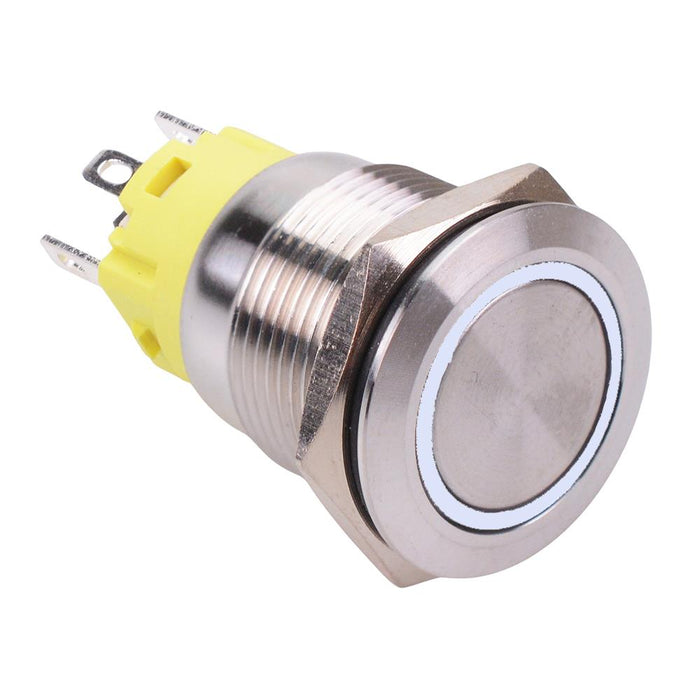 White LED On-(On) Momentary 19mm Vandal Resistant Push Button Switch SPDT