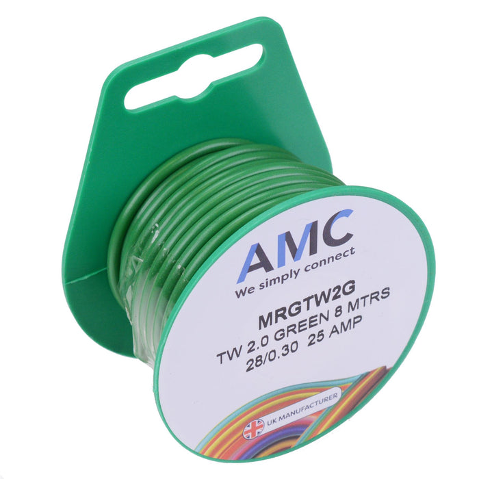 Green 2mm² Thin Wall 25A Cable Mini Reel 8M