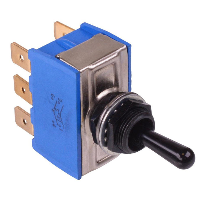 6649-03DK/3 APEM Black On-Off-On 12mm Toggle Switch DPDT 6.5A