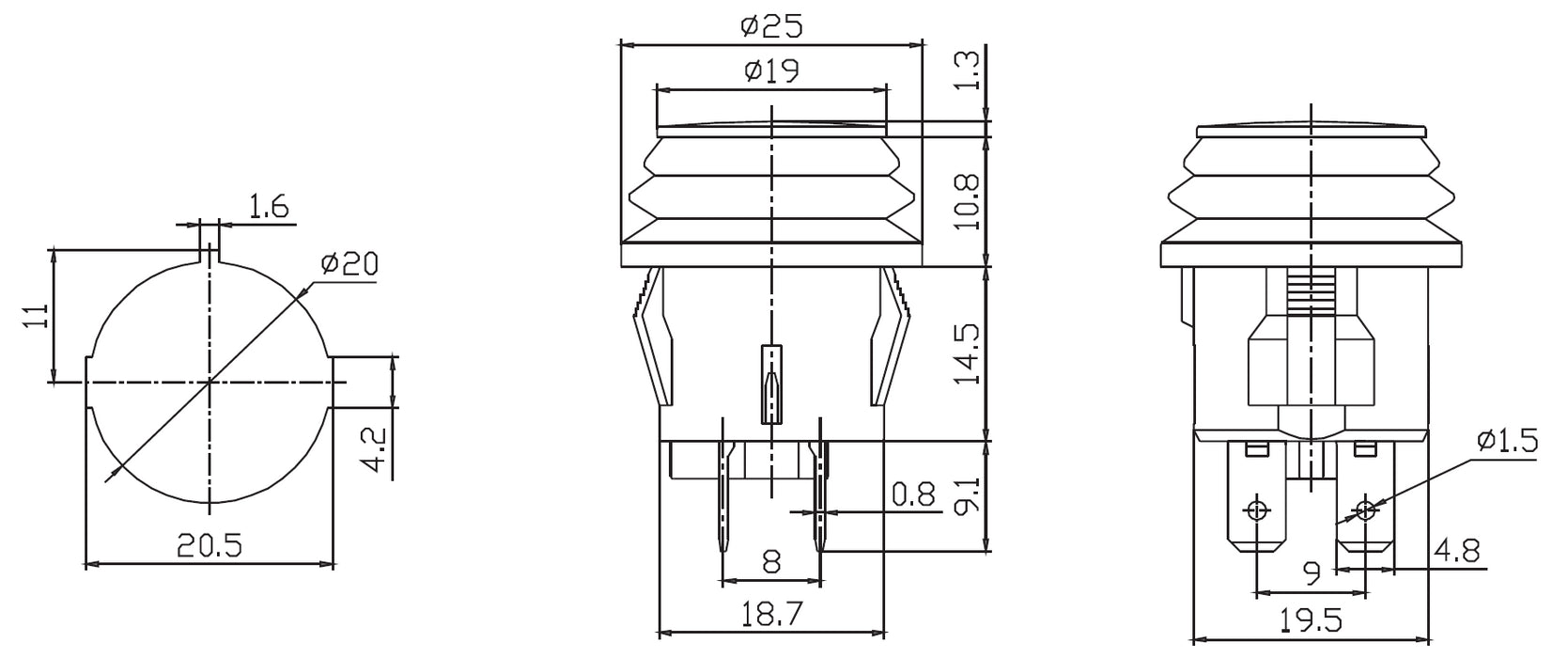 Amber On-Off 12V illuminated Push Button Switch 20A