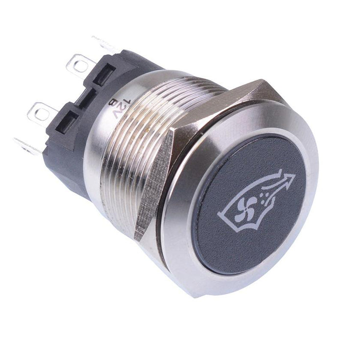 Aspirator' Blue LED Latching 22mm Vandal Push Button Switch SPDT 12V