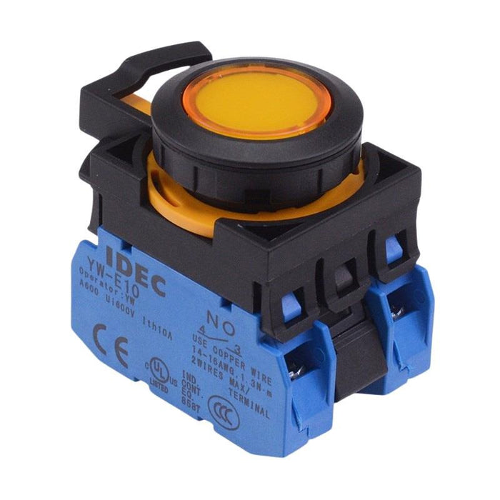 CW1L-M1E20Q4Y Yellow 24V illuminated Momentary Push Button Switch 2NO IP65 IDEC