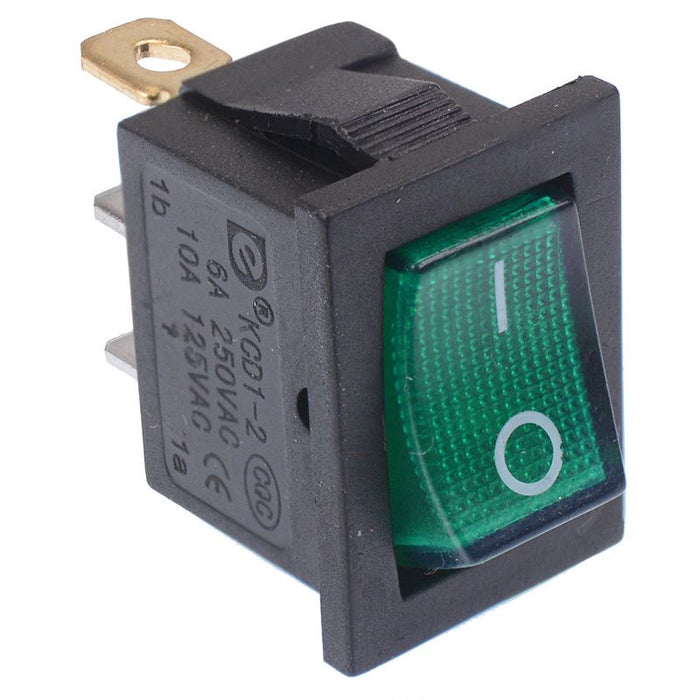 Green illuminated On-Off Rectangle Rocker Switch 12V SPST