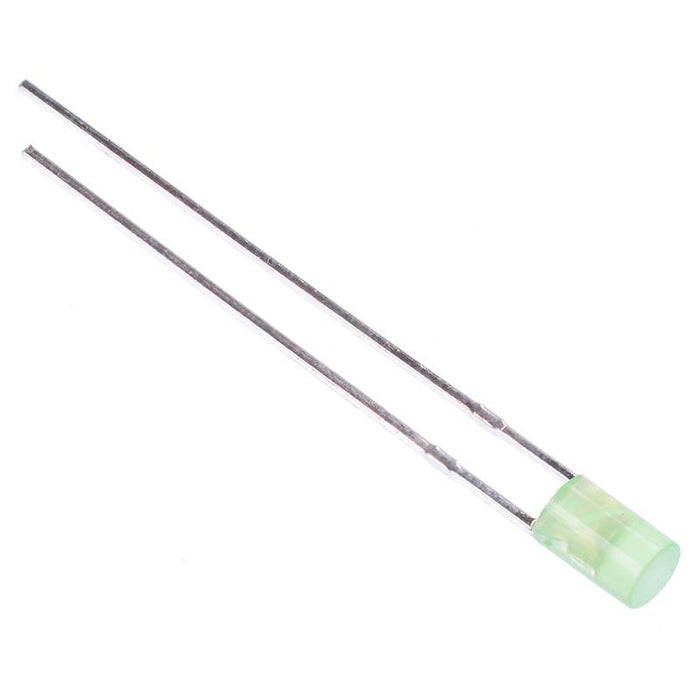 Green 3mm Diffused Cylindrical Flat Top LED 2200mcd