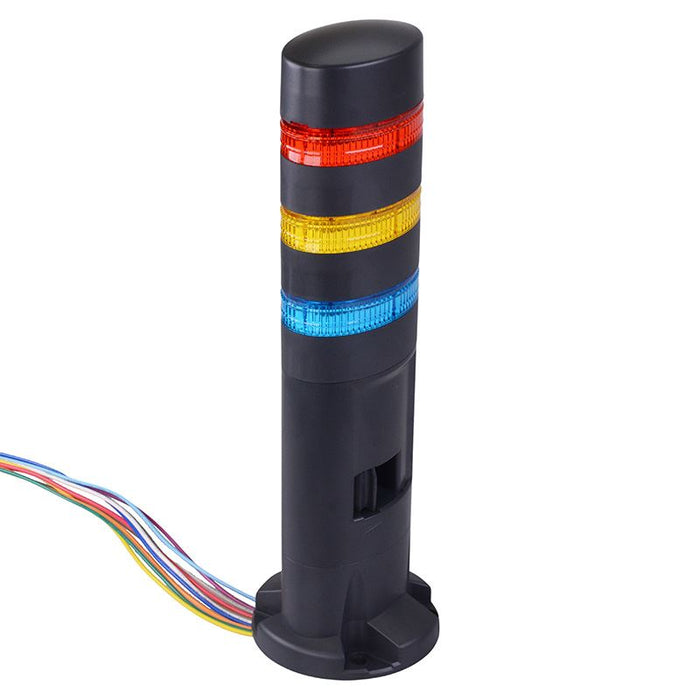 LD6A-3DZQB-RYS Red/Yellow/Blue Stack Light LED Tower with Sounder & Flasher Direct Mount 24VAC/DC IDEC